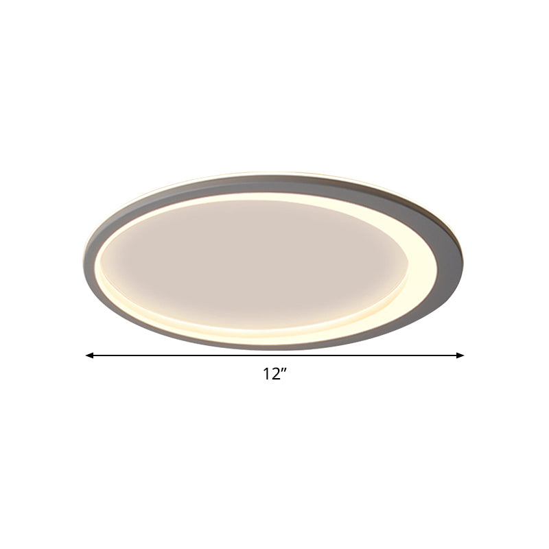 12"/16"/19.5" W Grey Oval Ring Ceiling Light Nordic Style LED Metallic Flush Mount Lamp in Warm/White/3 Color Light Clearhalo 'Ceiling Lights' 'Close To Ceiling Lights' 'Close to ceiling' 'Flush mount' Lighting' 294115