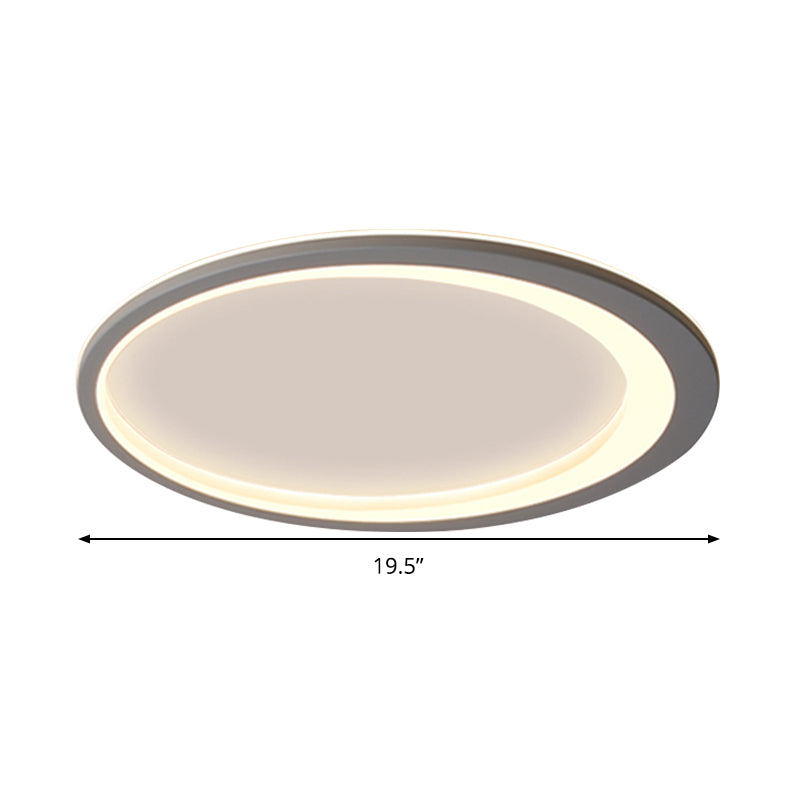 12"/16"/19.5" W Grey Oval Ring Ceiling Light Nordic Style LED Metallic Flush Mount Lamp in Warm/White/3 Color Light Clearhalo 'Ceiling Lights' 'Close To Ceiling Lights' 'Close to ceiling' 'Flush mount' Lighting' 294117