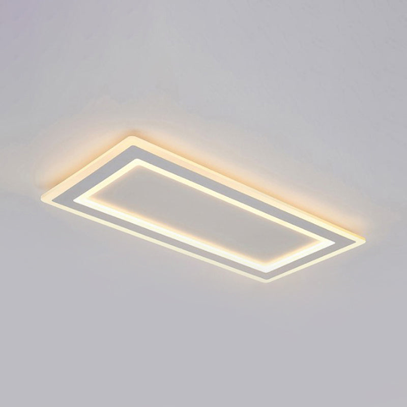 Rectangle Frame Flush Mount Ceiling Light Modern Style Thin Acrylic Matte White LED Indoor Lighting in Warm/White Light White Clearhalo 'Ceiling Lights' 'Close To Ceiling Lights' 'Close to ceiling' 'Flush mount' Lighting' 294118