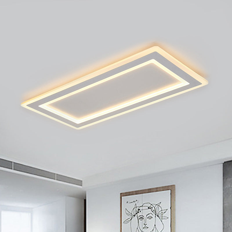 Rectangle Frame Flush Mount Ceiling Light Modern Style Thin Acrylic Matte White LED Indoor Lighting in Warm/White Light Clearhalo 'Ceiling Lights' 'Close To Ceiling Lights' 'Close to ceiling' 'Flush mount' Lighting' 294119