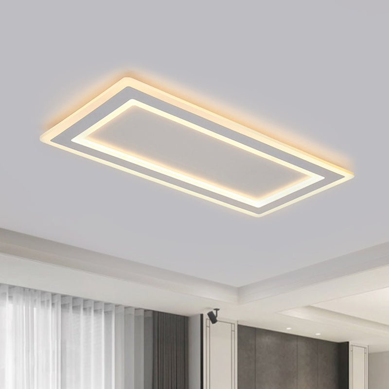 Rectangle Frame Flush Mount Ceiling Light Modern Style Thin Acrylic Matte White LED Indoor Lighting in Warm/White Light Clearhalo 'Ceiling Lights' 'Close To Ceiling Lights' 'Close to ceiling' 'Flush mount' Lighting' 294120