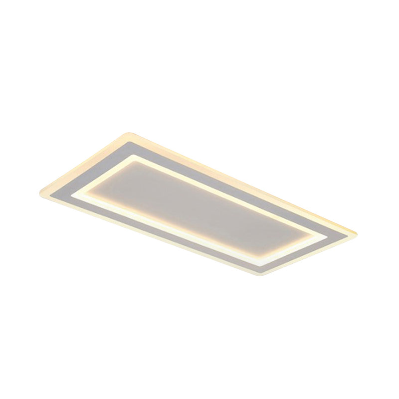 Rectangle Frame Flush Mount Ceiling Light Modern Style Thin Acrylic Matte White LED Indoor Lighting in Warm/White Light Clearhalo 'Ceiling Lights' 'Close To Ceiling Lights' 'Close to ceiling' 'Flush mount' Lighting' 294122