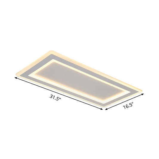 Rectangle Frame Flush Mount Ceiling Light Modern Style Thin Acrylic Matte White LED Indoor Lighting in Warm/White Light Clearhalo 'Ceiling Lights' 'Close To Ceiling Lights' 'Close to ceiling' 'Flush mount' Lighting' 294123