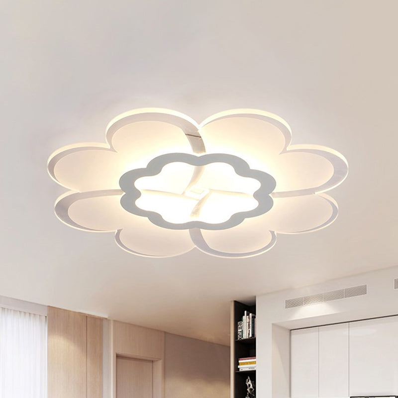 16"/19.5" W Acrylic Flower Flush Mount Light Modern Stylish White LED Ceiling Lamp in White/3 Color Light White 3 Color Clearhalo 'Ceiling Lights' 'Close To Ceiling Lights' 'Close to ceiling' 'Flush mount' Lighting' 294124