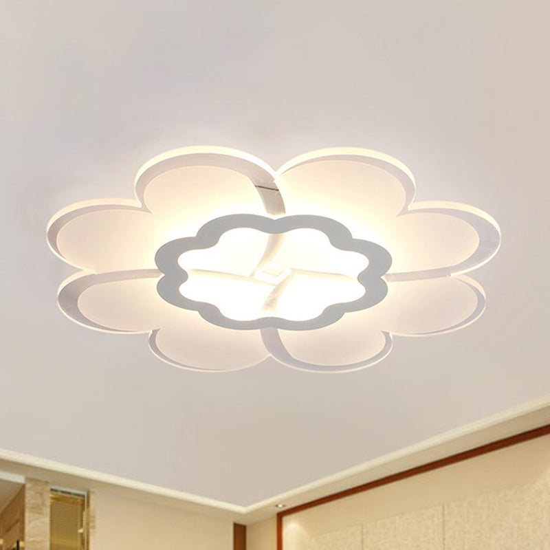 16"/19.5" W Acrylic Flower Flush Mount Light Modern Stylish White LED Ceiling Lamp in White/3 Color Light Clearhalo 'Ceiling Lights' 'Close To Ceiling Lights' 'Close to ceiling' 'Flush mount' Lighting' 294125