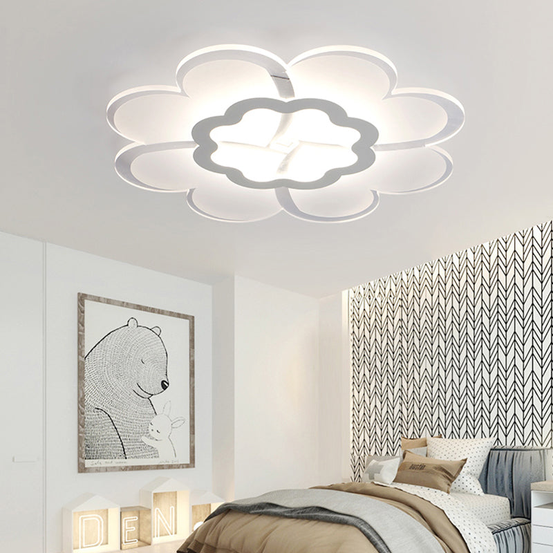 16"/19.5" W Acrylic Flower Flush Mount Light Modern Stylish White LED Ceiling Lamp in White/3 Color Light Clearhalo 'Ceiling Lights' 'Close To Ceiling Lights' 'Close to ceiling' 'Flush mount' Lighting' 294126