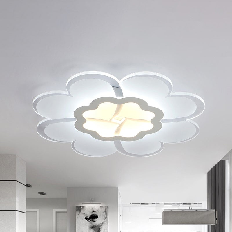 16"/19.5" W Acrylic Flower Flush Mount Light Modern Stylish White LED Ceiling Lamp in White/3 Color Light White White Clearhalo 'Ceiling Lights' 'Close To Ceiling Lights' 'Close to ceiling' 'Flush mount' Lighting' 294127