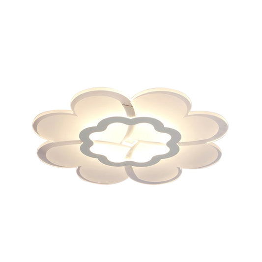 16"/19.5" W Acrylic Flower Flush Mount Light Modern Stylish White LED Ceiling Lamp in White/3 Color Light Clearhalo 'Ceiling Lights' 'Close To Ceiling Lights' 'Close to ceiling' 'Flush mount' Lighting' 294128