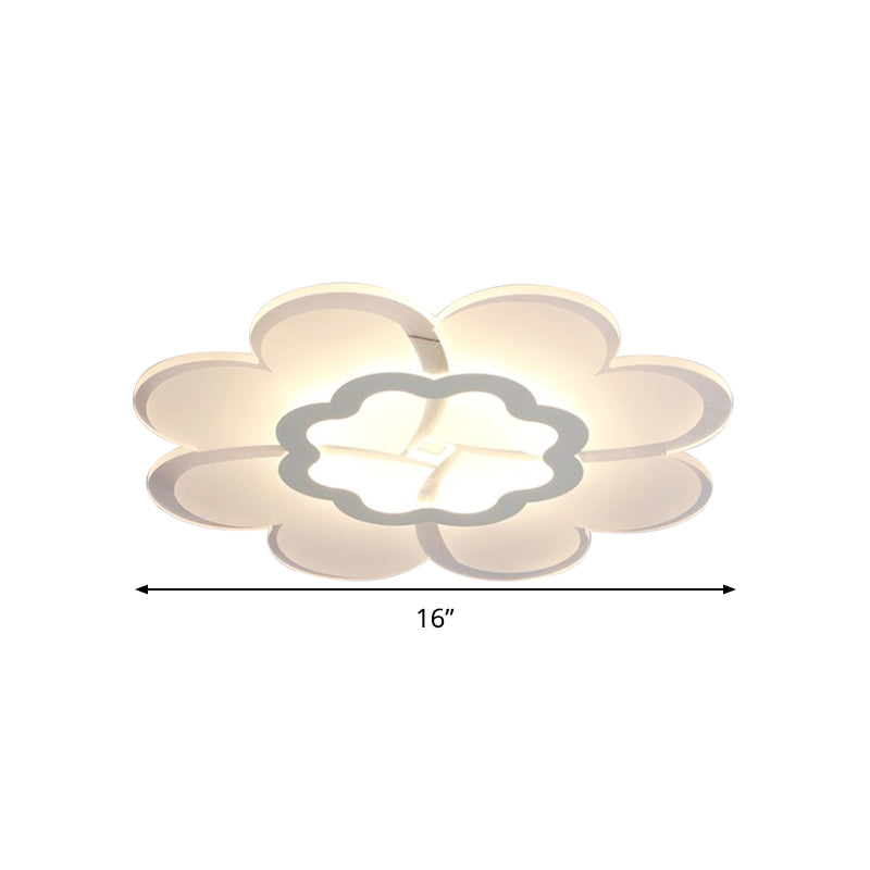 16"/19.5" W Acrylic Flower Flush Mount Light Modern Stylish White LED Ceiling Lamp in White/3 Color Light Clearhalo 'Ceiling Lights' 'Close To Ceiling Lights' 'Close to ceiling' 'Flush mount' Lighting' 294129