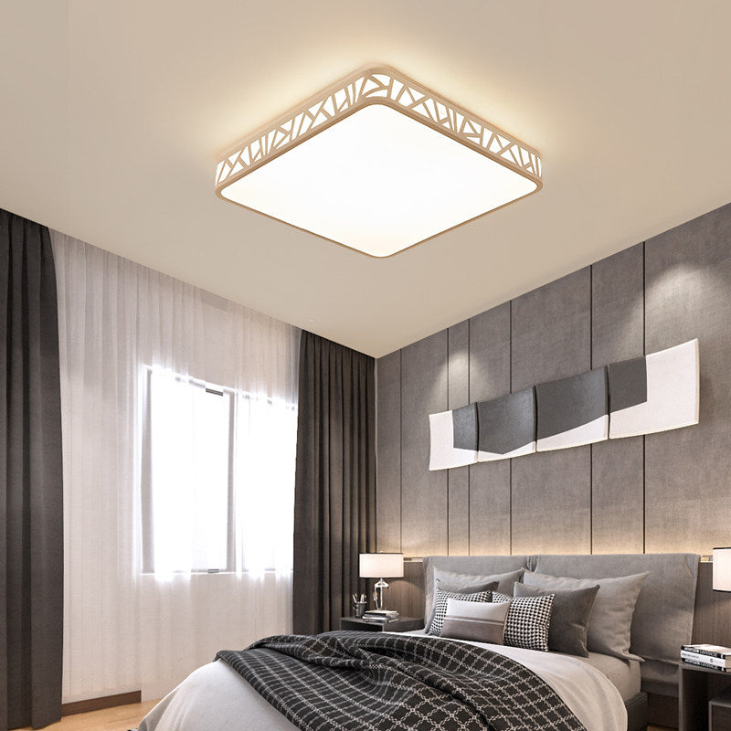 Square Box Flush Ceiling Light Contemporary Metallic Integrated LED Flushmount in White Clearhalo 'Ceiling Lights' 'Close To Ceiling Lights' 'Close to ceiling' 'Flush mount' Lighting' 294134