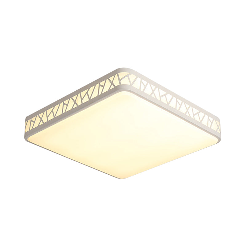 Square Box Flush Ceiling Light Contemporary Metallic Integrated LED Flushmount in White Clearhalo 'Ceiling Lights' 'Close To Ceiling Lights' 'Close to ceiling' 'Flush mount' Lighting' 294135