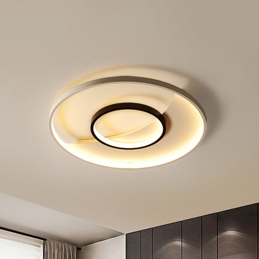 16"/19.5" Wide Double Ring Flush Mount Lamp Modernism Acrylic Black and White LED Ceiling Lighting Clearhalo 'Ceiling Lights' 'Close To Ceiling Lights' 'Close to ceiling' 'Flush mount' Lighting' 294158