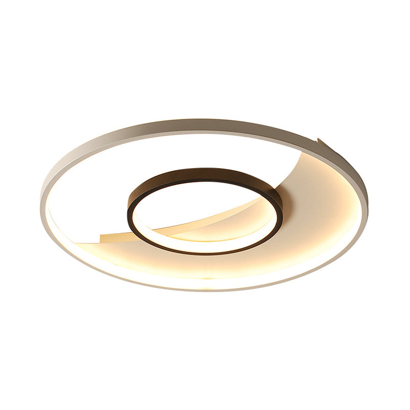 16"/19.5" Wide Double Ring Flush Mount Lamp Modernism Acrylic Black and White LED Ceiling Lighting Clearhalo 'Ceiling Lights' 'Close To Ceiling Lights' 'Close to ceiling' 'Flush mount' Lighting' 294160