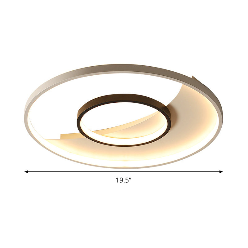 16"/19.5" Wide Double Ring Flush Mount Lamp Modernism Acrylic Black and White LED Ceiling Lighting Clearhalo 'Ceiling Lights' 'Close To Ceiling Lights' 'Close to ceiling' 'Flush mount' Lighting' 294162