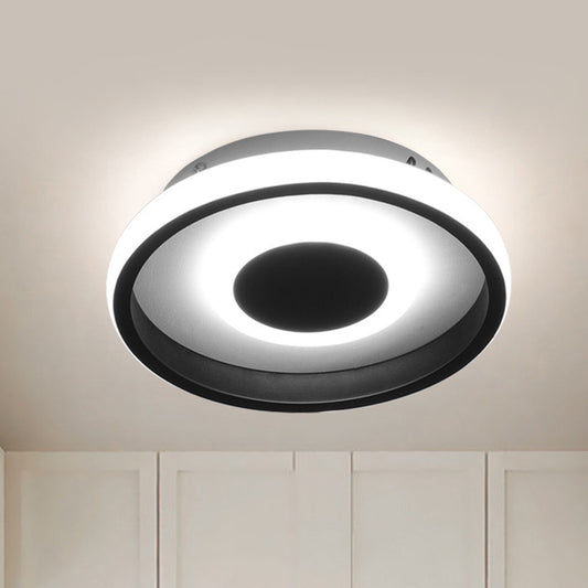 Black Round/Square Frame Mini Ceiling Lamp Minimal LED Metallic Flush Lighting in Warm/White/3 Color Light Black Round Clearhalo 'Ceiling Lights' 'Close To Ceiling Lights' 'Close to ceiling' 'Flush mount' Lighting' 294181