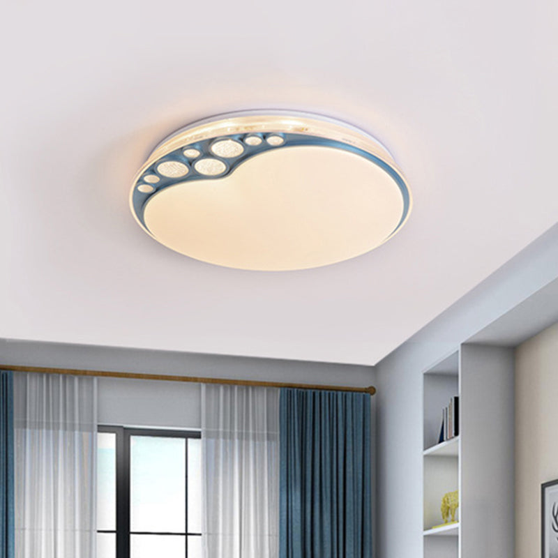 Sky Blue Apple Shape Ceiling Lamp Contemporary LED Metallic Flush Light in Warm/White/3 Color Light Sky Blue Clearhalo 'Ceiling Lights' 'Close To Ceiling Lights' 'Close to ceiling' 'Flush mount' Lighting' 294187