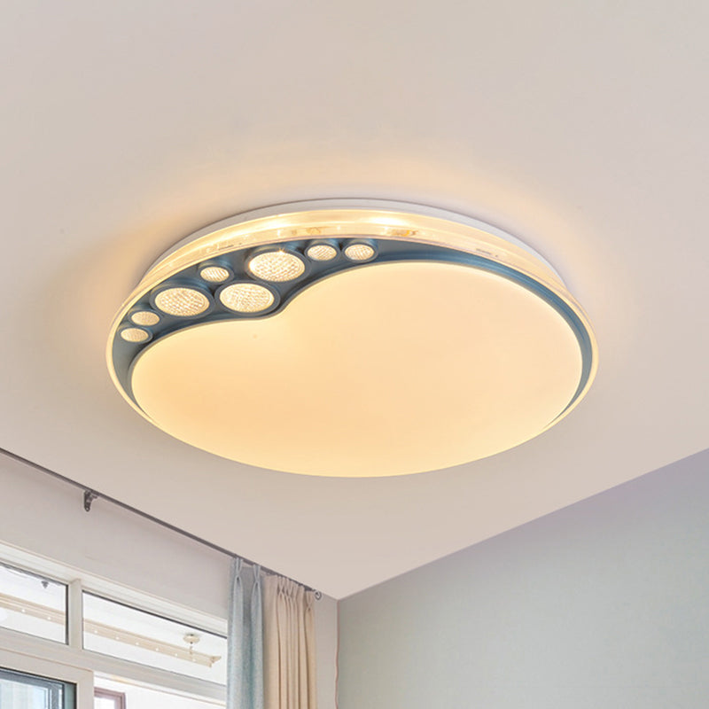 Sky Blue Apple Shape Ceiling Lamp Contemporary LED Metallic Flush Light in Warm/White/3 Color Light Clearhalo 'Ceiling Lights' 'Close To Ceiling Lights' 'Close to ceiling' 'Flush mount' Lighting' 294188