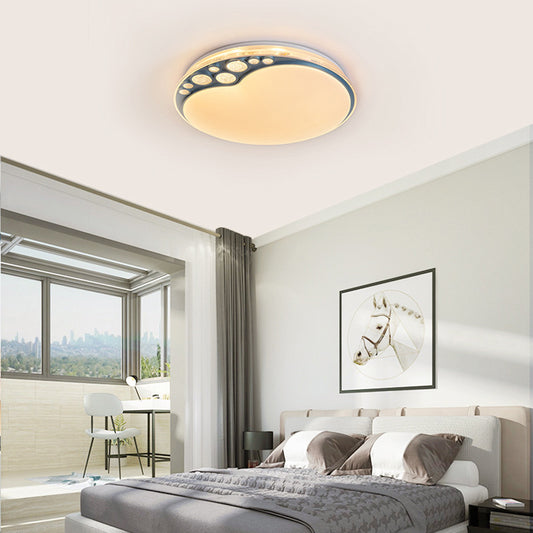 Sky Blue Apple Shape Ceiling Lamp Contemporary LED Metallic Flush Light in Warm/White/3 Color Light Clearhalo 'Ceiling Lights' 'Close To Ceiling Lights' 'Close to ceiling' 'Flush mount' Lighting' 294189