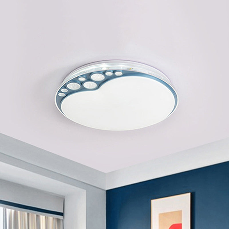 Sky Blue Apple Shape Ceiling Lamp Contemporary LED Metallic Flush Light in Warm/White/3 Color Light Sky Blue White Clearhalo 'Ceiling Lights' 'Close To Ceiling Lights' 'Close to ceiling' 'Flush mount' Lighting' 294190