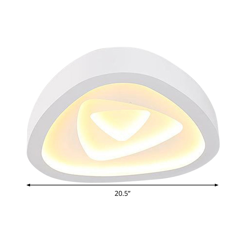 Nordic Style Triangle Ceiling Flush Light 16.5" 19"/20.5" W Acrylic White LED Indoor Lighting in Warm/White/Remote Control Stepless Dimming Clearhalo 'Ceiling Lights' 'Close To Ceiling Lights' 'Close to ceiling' 'Flush mount' Lighting' 294201