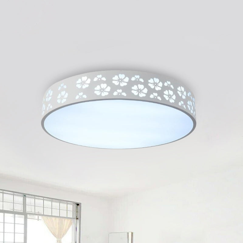 12"/16"/19.5" W Carved Flower Flush Light Modernity Metallic LED White Ceiling Lamp in Warm/White Light White Clearhalo 'Ceiling Lights' 'Close To Ceiling Lights' 'Close to ceiling' 'Flush mount' Lighting' 294204