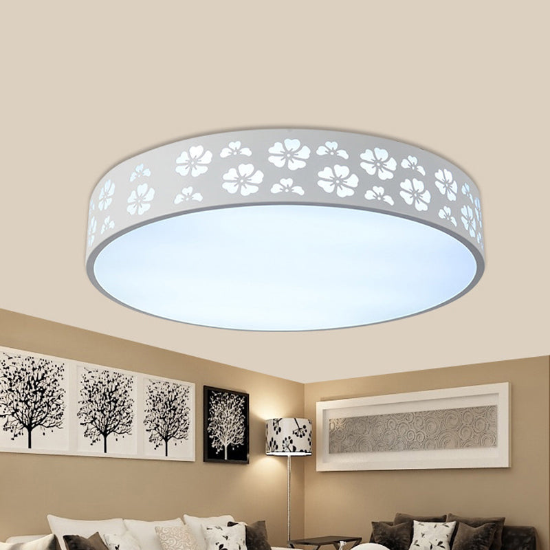 12"/16"/19.5" W Carved Flower Flush Light Modernity Metallic LED White Ceiling Lamp in Warm/White Light Clearhalo 'Ceiling Lights' 'Close To Ceiling Lights' 'Close to ceiling' 'Flush mount' Lighting' 294205