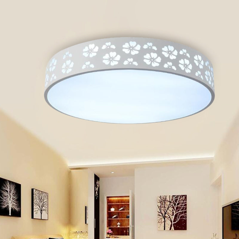 12"/16"/19.5" W Carved Flower Flush Light Modernity Metallic LED White Ceiling Lamp in Warm/White Light Clearhalo 'Ceiling Lights' 'Close To Ceiling Lights' 'Close to ceiling' 'Flush mount' Lighting' 294206