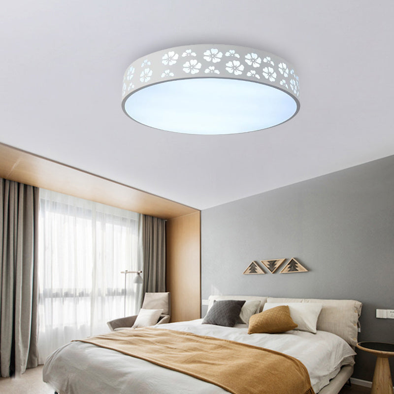 12"/16"/19.5" W Carved Flower Flush Light Modernity Metallic LED White Ceiling Lamp in Warm/White Light Clearhalo 'Ceiling Lights' 'Close To Ceiling Lights' 'Close to ceiling' 'Flush mount' Lighting' 294207