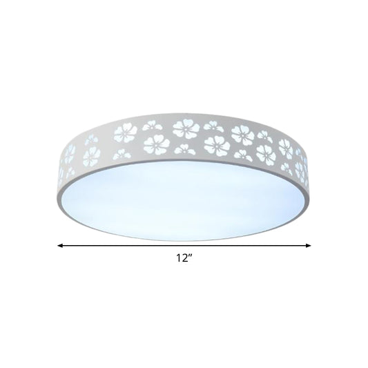 12"/16"/19.5" W Carved Flower Flush Light Modernity Metallic LED White Ceiling Lamp in Warm/White Light Clearhalo 'Ceiling Lights' 'Close To Ceiling Lights' 'Close to ceiling' 'Flush mount' Lighting' 294209