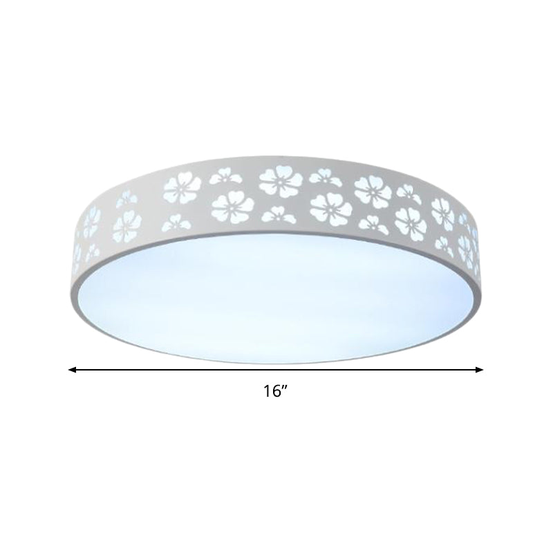 12"/16"/19.5" W Carved Flower Flush Light Modernity Metallic LED White Ceiling Lamp in Warm/White Light Clearhalo 'Ceiling Lights' 'Close To Ceiling Lights' 'Close to ceiling' 'Flush mount' Lighting' 294210