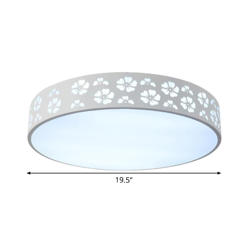 12"/16"/19.5" W Carved Flower Flush Light Modernity Metallic LED White Ceiling Lamp in Warm/White Light Clearhalo 'Ceiling Lights' 'Close To Ceiling Lights' 'Close to ceiling' 'Flush mount' Lighting' 294211