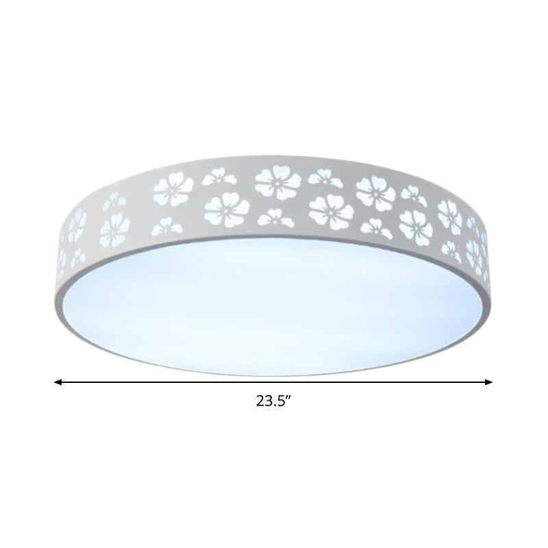 12"/16"/19.5" W Carved Flower Flush Light Modernity Metallic LED White Ceiling Lamp in Warm/White Light Clearhalo 'Ceiling Lights' 'Close To Ceiling Lights' 'Close to ceiling' 'Flush mount' Lighting' 294212