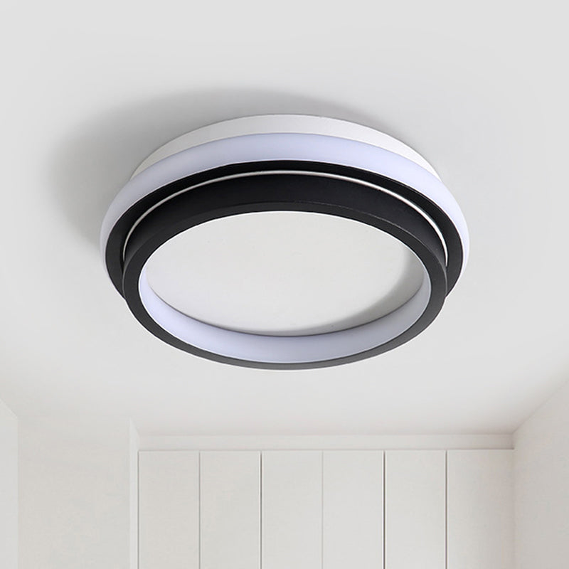 LED Foyer Flush Mount Ceiling Light Simple Style Black Flush Lamp with Square/Round Metal Shade in White/Warm/3 Color Light Clearhalo 'Ceiling Lights' 'Close To Ceiling Lights' 'Close to ceiling' 'Flush mount' Lighting' 294221