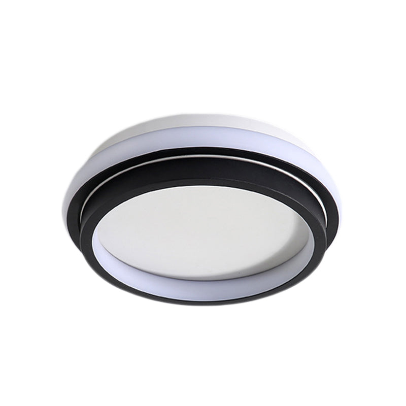 LED Foyer Flush Mount Ceiling Light Simple Style Black Flush Lamp with Square/Round Metal Shade in White/Warm/3 Color Light Clearhalo 'Ceiling Lights' 'Close To Ceiling Lights' 'Close to ceiling' 'Flush mount' Lighting' 294224