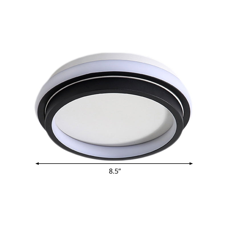 LED Foyer Flush Mount Ceiling Light Simple Style Black Flush Lamp with Square/Round Metal Shade in White/Warm/3 Color Light Clearhalo 'Ceiling Lights' 'Close To Ceiling Lights' 'Close to ceiling' 'Flush mount' Lighting' 294225