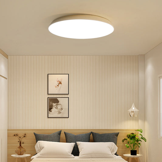 16.5"/20.5"/24.5" Dia White Tray Ceiling Lamp Contemporary LED Metallic Flush Mount Light for Bedroom Clearhalo 'Ceiling Lights' 'Close To Ceiling Lights' 'Close to ceiling' 'Flush mount' Lighting' 294229