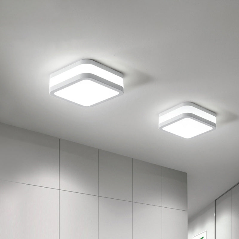 Black/White Cuboid Flush Ceiling Light Simple Style Acrylic LED Ceiling Lamp in Warm/White Light White White Clearhalo 'Ceiling Lights' 'Close To Ceiling Lights' 'Close to ceiling' 'Flush mount' Lighting' 294237