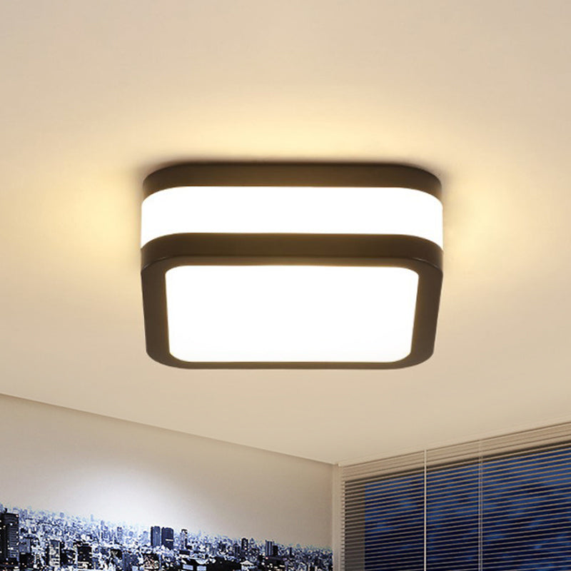 Black/White Cuboid Flush Ceiling Light Simple Style Acrylic LED Ceiling Lamp in Warm/White Light Black Clearhalo 'Ceiling Lights' 'Close To Ceiling Lights' 'Close to ceiling' 'Flush mount' Lighting' 294241