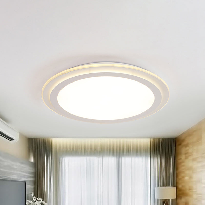 2 Tier Round Ceiling Flush Mount Light 12.5"/16.5"/20.5" Dia Modern Acrylic LED White Flushmount in Warm/White Light White White Clearhalo 'Ceiling Lights' 'Close To Ceiling Lights' 'Close to ceiling' 'Flush mount' Lighting' 294247