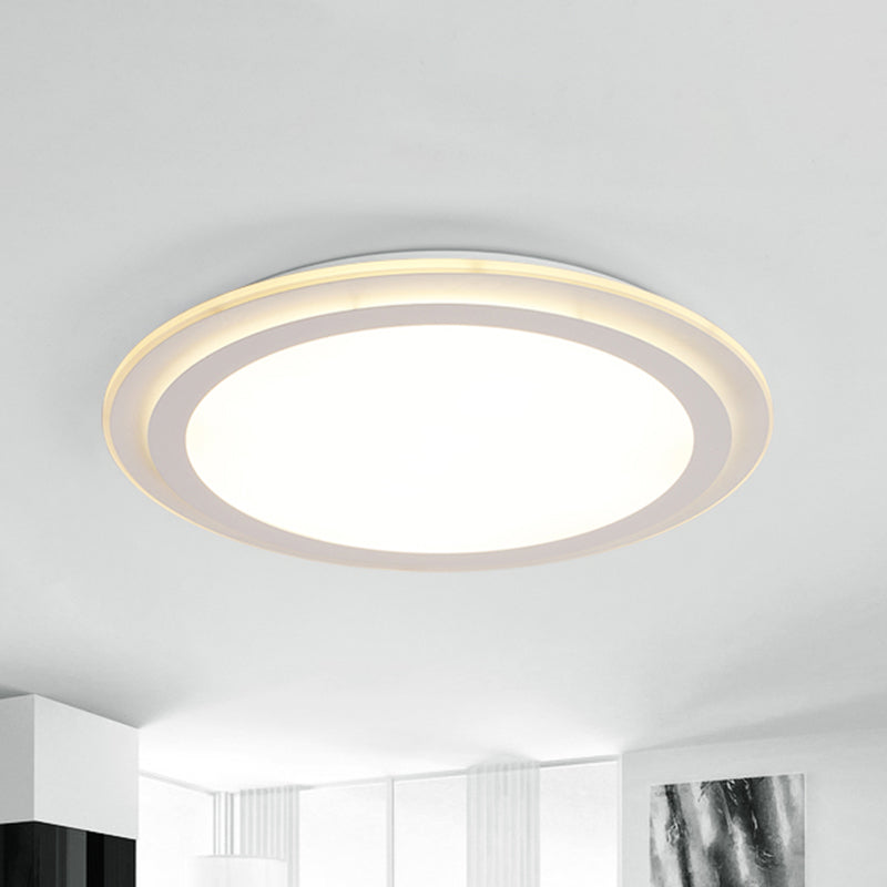 2 Tier Round Ceiling Flush Mount Light 12.5"/16.5"/20.5" Dia Modern Acrylic LED White Flushmount in Warm/White Light Clearhalo 'Ceiling Lights' 'Close To Ceiling Lights' 'Close to ceiling' 'Flush mount' Lighting' 294248