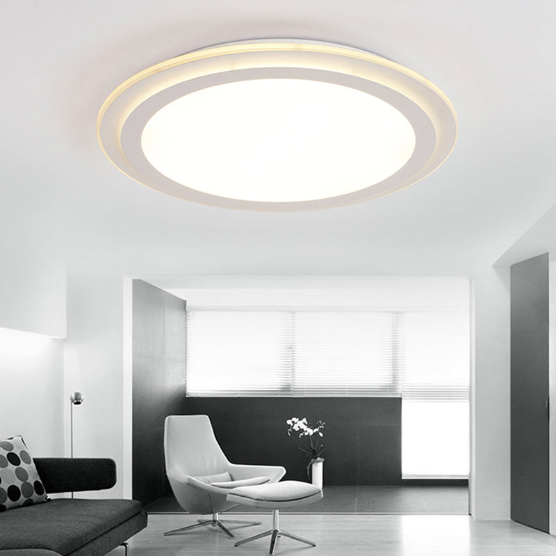 2 Tier Round Ceiling Flush Mount Light 12.5"/16.5"/20.5" Dia Modern Acrylic LED White Flushmount in Warm/White Light Clearhalo 'Ceiling Lights' 'Close To Ceiling Lights' 'Close to ceiling' 'Flush mount' Lighting' 294249