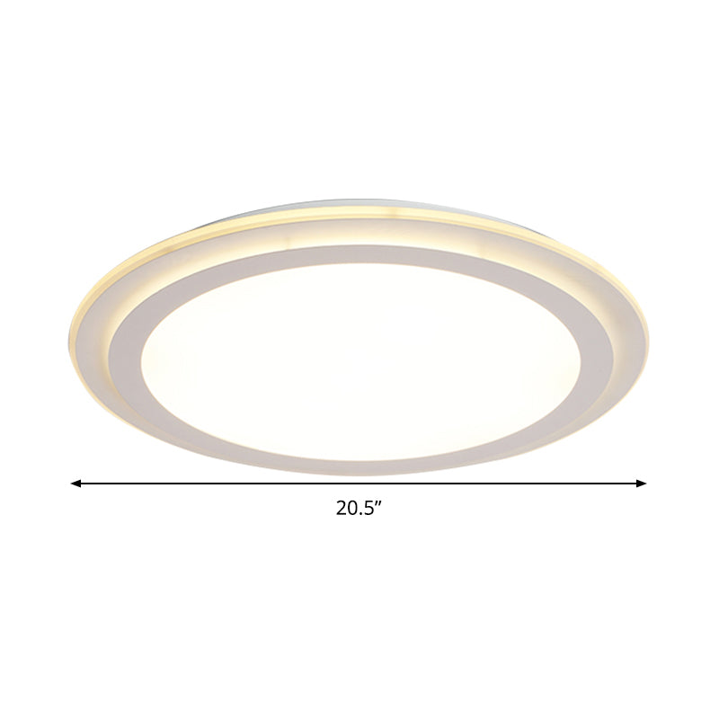 2 Tier Round Ceiling Flush Mount Light 12.5"/16.5"/20.5" Dia Modern Acrylic LED White Flushmount in Warm/White Light Clearhalo 'Ceiling Lights' 'Close To Ceiling Lights' 'Close to ceiling' 'Flush mount' Lighting' 294254