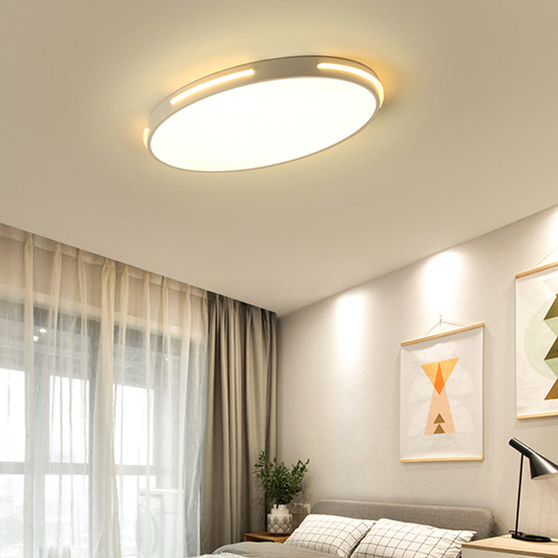 23"/27" Dia White Thin Round Flush Lamp Simple Style LED Acrylic Ceiling Light Fixture in Warm/White/3 Color Light Clearhalo 'Ceiling Lights' 'Close To Ceiling Lights' 'Close to ceiling' 'Flush mount' Lighting' 294258