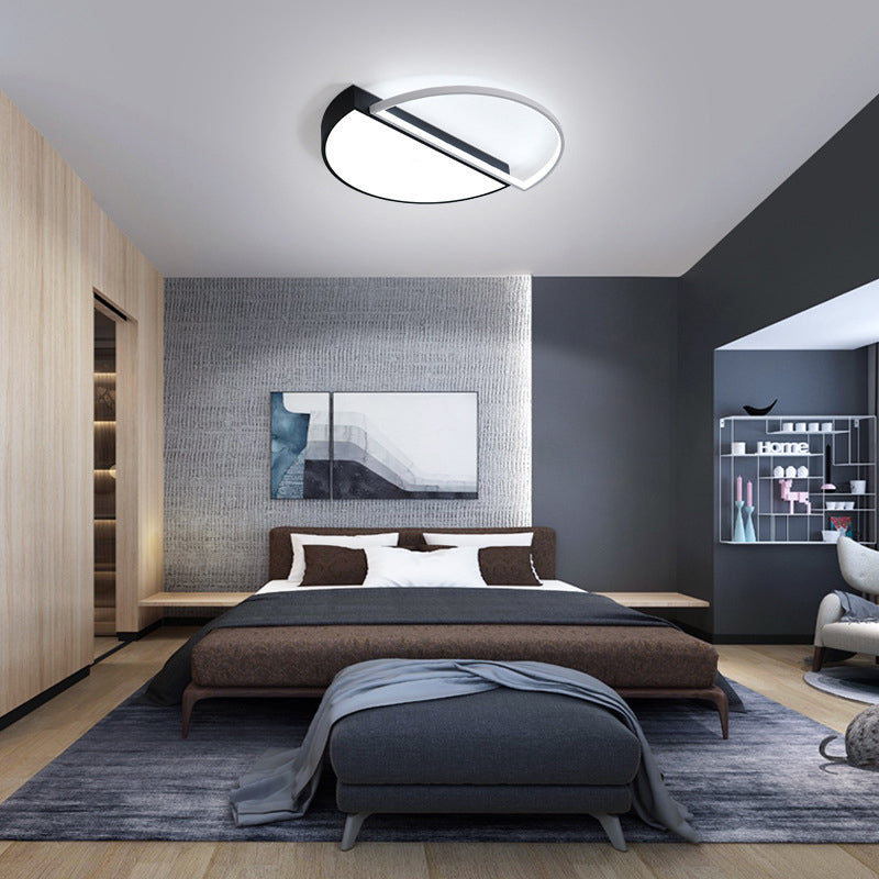 Splicing Round Flush Mount Ceiling Light Modernity Metal LED Black/White Flush Lamp in Warm/White Light/Remote Control Stepless Dimming, 18"/21.5" W Black White Clearhalo 'Ceiling Lights' 'Close To Ceiling Lights' 'Close to ceiling' 'Flush mount' Lighting' 294273