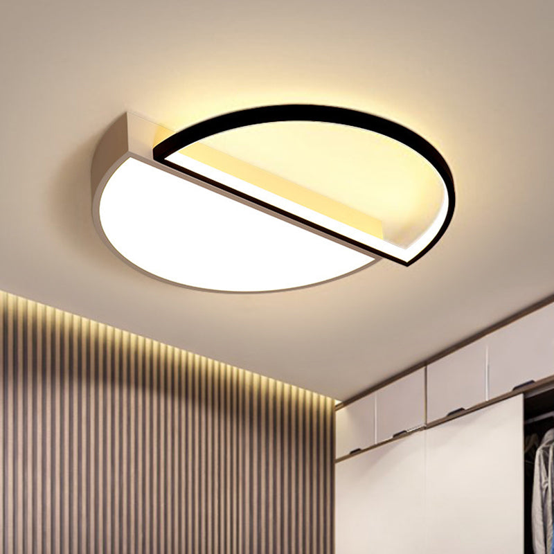 Splicing Round Flush Mount Ceiling Light Modernity Metal LED Black/White Flush Lamp in Warm/White Light/Remote Control Stepless Dimming, 18"/21.5" W White Clearhalo 'Ceiling Lights' 'Close To Ceiling Lights' 'Close to ceiling' 'Flush mount' Lighting' 294277