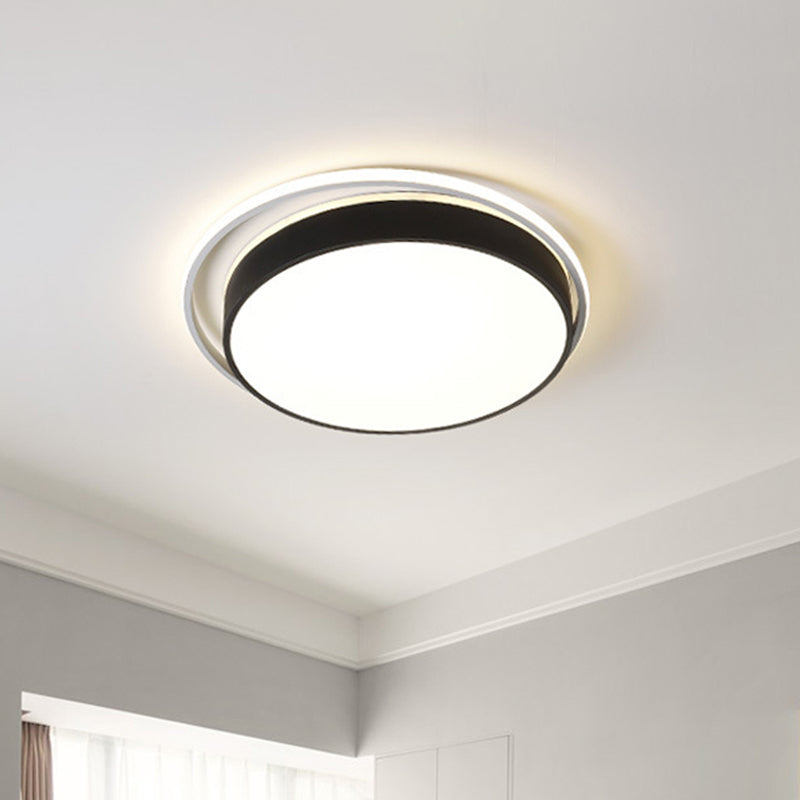 Black/Gold Round Flush Mount Light 10"/18"/21.5" W Simple Acrylic LED Ceiling Lighting in Warm/White Light/Remote Control Stepless Dimming Black Clearhalo 'Ceiling Lights' 'Close To Ceiling Lights' 'Close to ceiling' 'Flush mount' Lighting' 294285