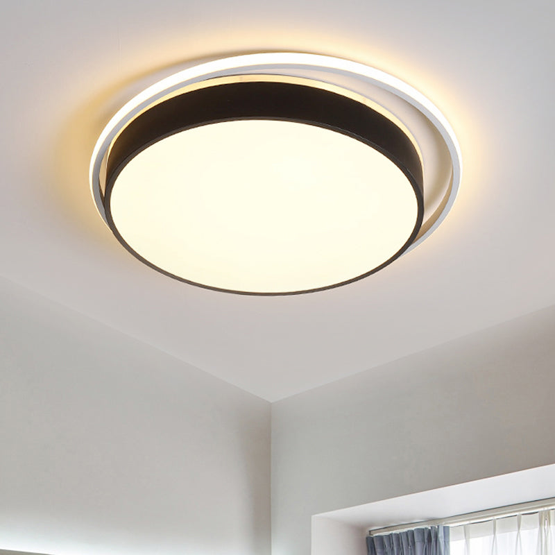 Black/Gold Round Flush Mount Light 10"/18"/21.5" W Simple Acrylic LED Ceiling Lighting in Warm/White Light/Remote Control Stepless Dimming Black Warm Clearhalo 'Ceiling Lights' 'Close To Ceiling Lights' 'Close to ceiling' 'Flush mount' Lighting' 294286