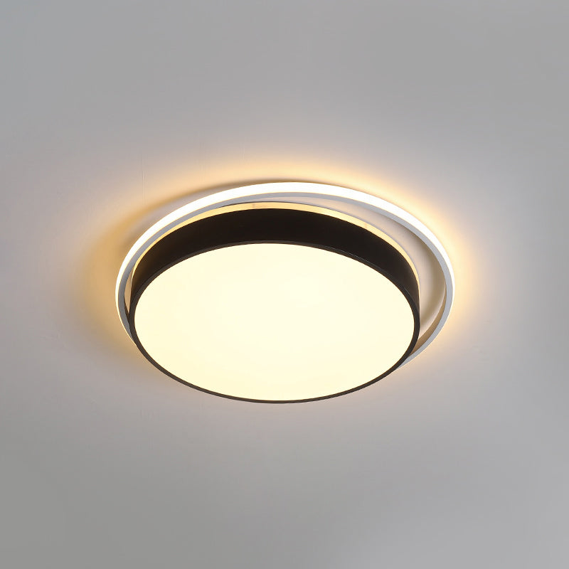 Black/Gold Round Flush Mount Light 10"/18"/21.5" W Simple Acrylic LED Ceiling Lighting in Warm/White Light/Remote Control Stepless Dimming Clearhalo 'Ceiling Lights' 'Close To Ceiling Lights' 'Close to ceiling' 'Flush mount' Lighting' 294287