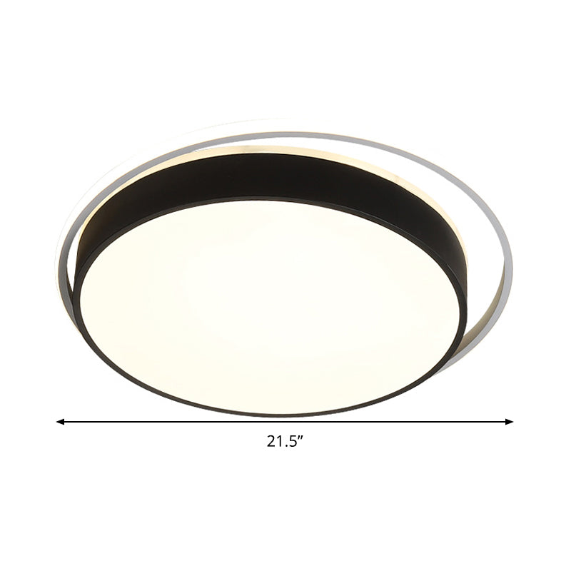 Black/Gold Round Flush Mount Light 10"/18"/21.5" W Simple Acrylic LED Ceiling Lighting in Warm/White Light/Remote Control Stepless Dimming Clearhalo 'Ceiling Lights' 'Close To Ceiling Lights' 'Close to ceiling' 'Flush mount' Lighting' 294292