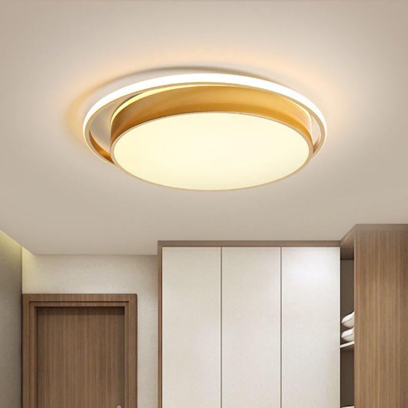 Black/Gold Round Flush Mount Light 10"/18"/21.5" W Simple Acrylic LED Ceiling Lighting in Warm/White Light/Remote Control Stepless Dimming Gold Clearhalo 'Ceiling Lights' 'Close To Ceiling Lights' 'Close to ceiling' 'Flush mount' Lighting' 294294